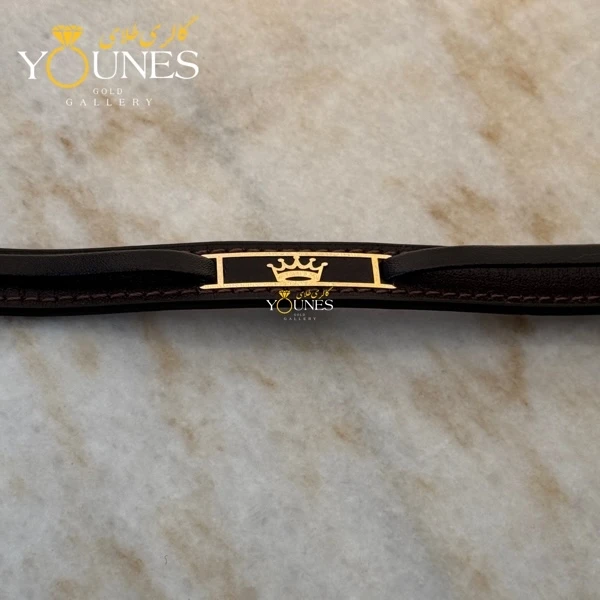 دستبند طلا چرم مردانه تاج